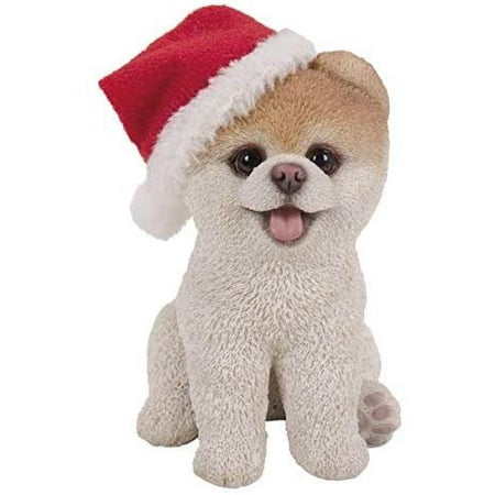 Shudehill Christmas Giftware Pacific Giftware PT Short Hair Boo Dog with Christmas Hat Home Decorative Resin Figurine ()
