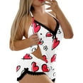 thumbnail image 3 of Valentine's Day Pajamas Sets for Women Casual Cute Heart Print Vests Shorts Loose Comfortable 2 Piece Set Womens sleepwear White S, 3 of 8