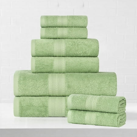 Superior Eco-Friendly Cotton 8-Piece Assorted Towel Set, Terrace Green