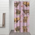 thumbnail image 2 of Pink Highland Cow Flower Pattern Shower Curtain 36"x72" ,Bathroom Decorative Shower Curtains Set with 12 Hooks,Modern Waterproof Washable Shower Curtain, 2 of 6