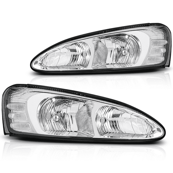 Magshion 2Pcs Headlights Assembly for 2004 2005 2006 2007 2008 Pontiac Grand Prix, Chrome Housing Clear Lens Clear Corner
