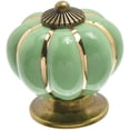 thumbnail image 2 of 10 ceramic doorknobs Vintage pumpkin, green, 2 of 4