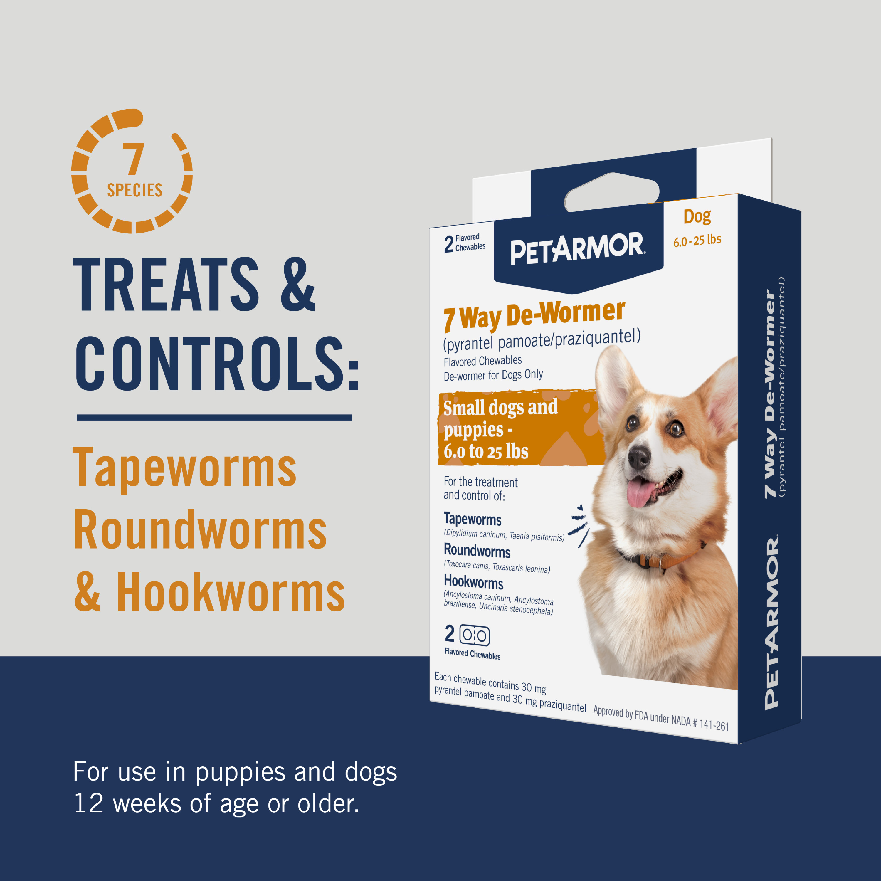 PetArmor 7 Way De-Wormer for Puppies and Small Dogs, 2 Chewable Tablets ...