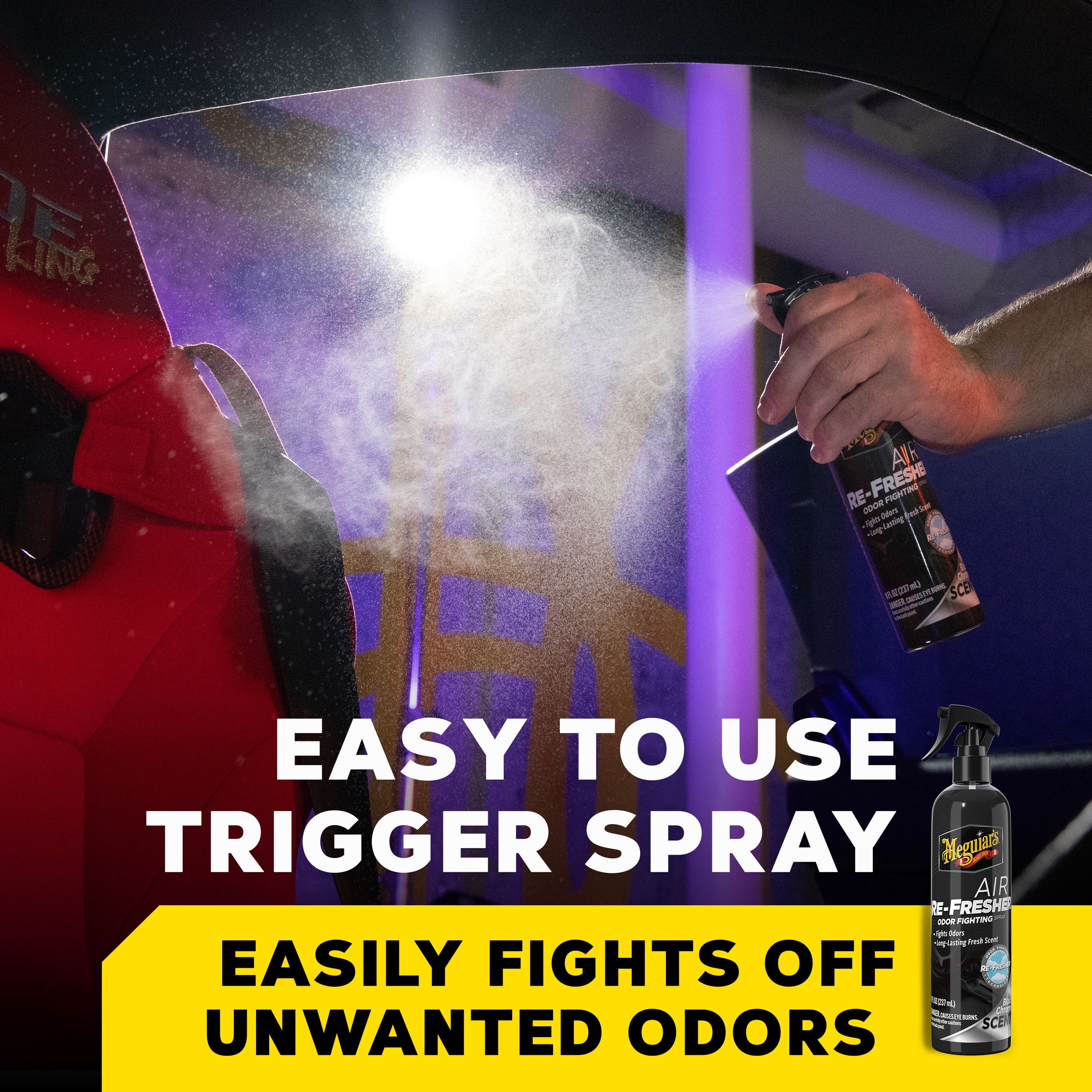 (2 pack) Meguiar’s Air Re-Fresher Odor Fighting Spray - Black Chrome Scent - Refresh and Instantly Fight Odors, G250708, 8 oz