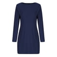 thumbnail image 4 of SMihono Fashion Women's Long Sleeve Boat Neck Mini Dress 2025 Spring Dress Slim Fit Party Club Bodycon Dresses Mid Calf Dress Formal Dresses Navy 6, 4 of 6