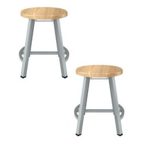 NPS 18" Titan Stool Solid Wood Seat Grey Frame