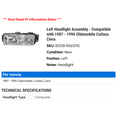 thumbnail image 2 of Left Headlight Assembly - Compatible with 1987 - 1996 Oldsmobile Cutlass Ciera 1988 1989 1990 1991 1992 1993 1994 1995, 2 of 2