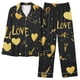 thumbnail image 4 of Puntoco Ropa de dormir para mujer Conjunto de pijama con cuello vuelto, manga larga y estampado de amor para el día de San Valentín para mujer, 4 of 5