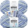 Bernat Baby Blanket Yarn - Big Ball 10.5 oz - 2 Pack with Pattern Cards in Color Lovely Blue