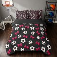 thumbnail image 3 of Manfei Football Soccer Full Size Bedding Sets, Cute Bowknot Full Size Bed in a Bag, Black HotPink White, Black Reversible 7-Piece, 3 of 6