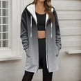 thumbnail image 2 of Women’s Long Gradient Hooded Sweatshirt, Fall Fashion Zipper Drawstring Jackets, Long Sleeves Causal Blouses Tops with Pockets, 2 of 5
