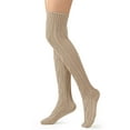 thumbnail image 3 of Deago Women's Cable Knitted Thigh High Boot Socks Extra Long Winter Stockings Over Knee Leg Warmers (Khaki), 3 of 7