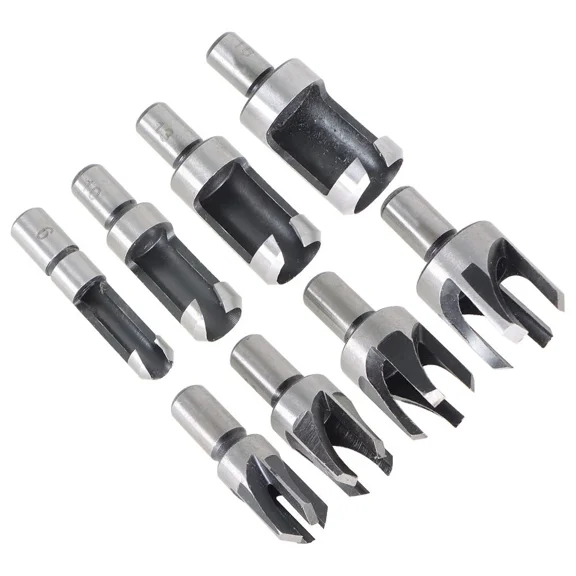 ZYLER- 8 Pack Carbon Steel Wood Plug Hole Cutter Dowel Maker Shank Drill Bit Set New