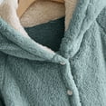 thumbnail image 6 of successthop Womens Flannel Robe Fuzzy Bathrobe Button Long Winter Hooded with Cute Ear Cozy Sleepwear with Pocket Blue L, 6 of 9