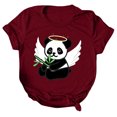 thumbnail image 1 of Camiseta estampada de manga corta con estampado de animales para mujer, cuello redondo, informal, suelta, blusas, camisas, túnicas Pompotops hkajfhjk462400, 1 of 5