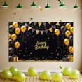 thumbnail image 5 of Black Background Happy Birthday Banner with Gold Black Balloons Star Elements Party Supplies Backdrop Decorations for Birthday Party Photography Props Celebrations, 5 of 8