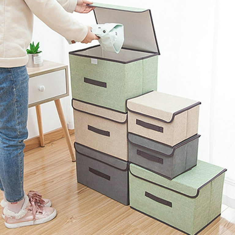 SimpleHouseware Foldable Cloth Storage Box Closet Dresser Drawer Divider  Organizer Basket Bins for Underwear Bras, Gray (Set of 6)