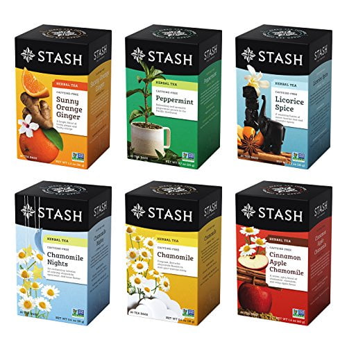 Stash Tea Soothing Herbal Tea 6 Flavor Variety Pack, 6 Boxes With 1820
