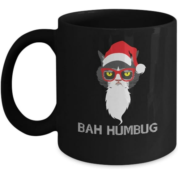Bah Humbug Black Coffee Mugs Christmas Special Santa - Black Coffee Tea Mugs - 11 OZ Black Coffee Mugs and Tea Cups