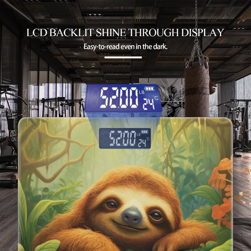 Digital Bathroom Scale with Large LCD Display,High Capacity Scale 400 lbs High Precision body fat scale-Cute Sloth Nestled In The Lush Greenery Of Rainforest