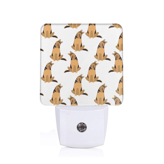 Fotbe German Shepherd Dog Luz Nocturna LED, Luz de Noche con Sensor de Luz Natural de Anochecer a Amanecer, Se Enchufa a la Pared, Blanco Cálido 0.5W-UK