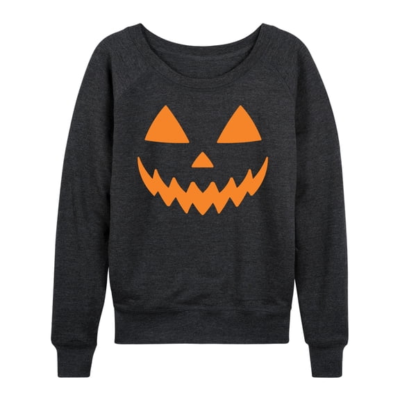 Instant Message - Pumpkin Face 1 - Women's Lightweight French Terry Long Sleeve Shirt