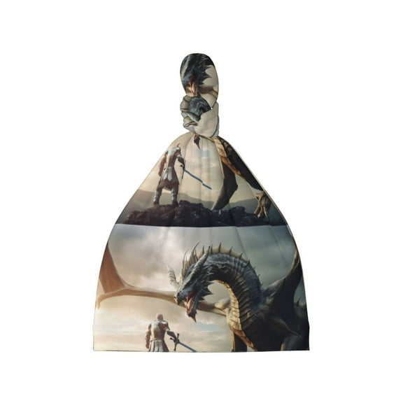 Daiia Swordsman Cool Dragon Pattern Baby Beanie Knit Toddler Hat Kids Embroidered Beanies Cap for Girls Boys 0-8 Years