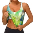 thumbnail image 3 of Picia green grass and butterfly Pattern Sports Bra for Women,Padded Strappy Sports Bras Medium Support Yoga Bra with Removable Cups,Running Yoga Bra-Large, 3 of 8