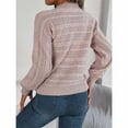 thumbnail image 5 of Duoif Sweaters for Women Trendy Women's Casual Long Sleeve Sweaters Choker Neck Cut Out Fall Pullover Sweaters Oversized Drop Shoulder Knit Tops Women's Sweaters Womens Tops Pink M, 5 of 8