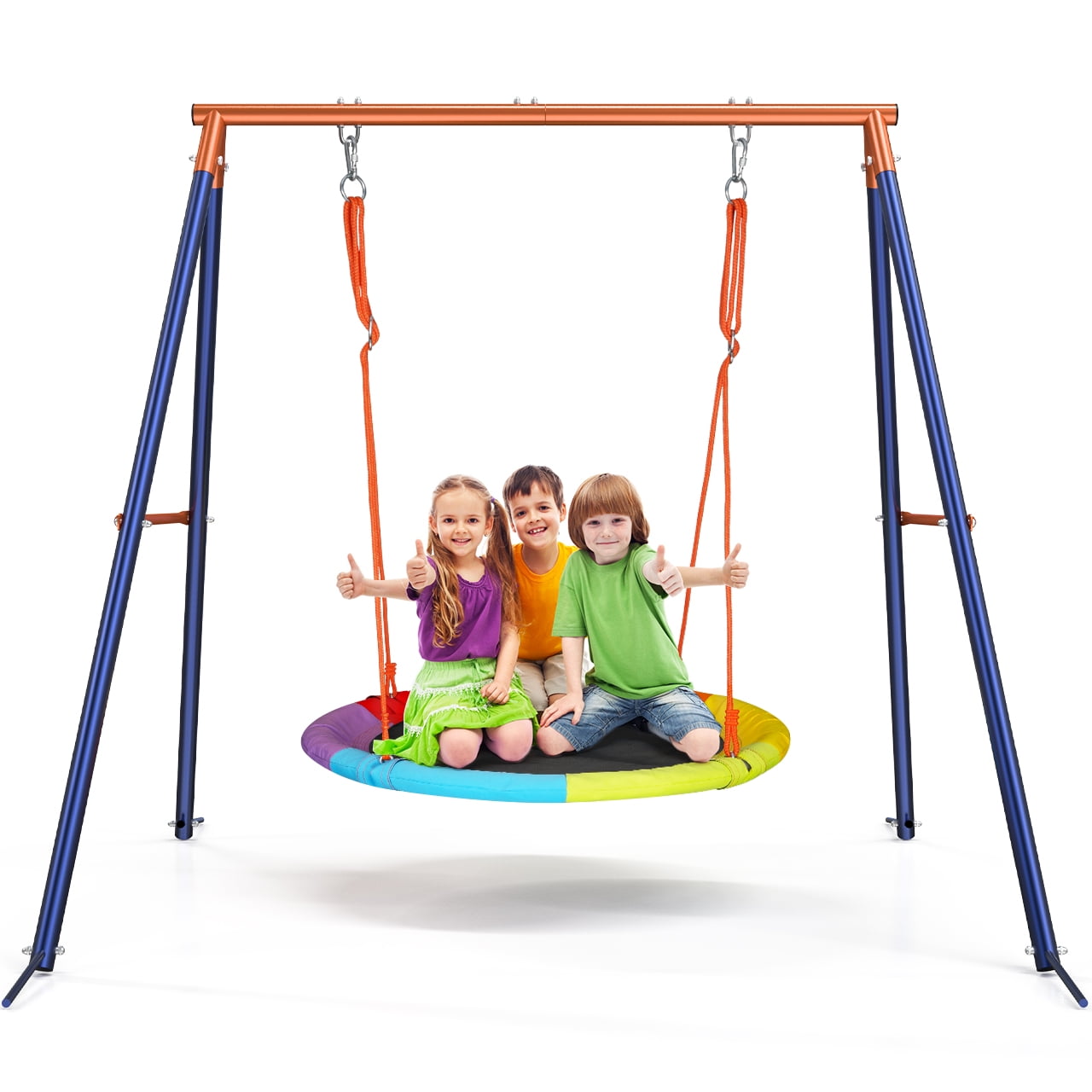 Sturdy Child Swing Seat Outdoor Fun Activity Weather-Resistant Rope Steel Frame 
