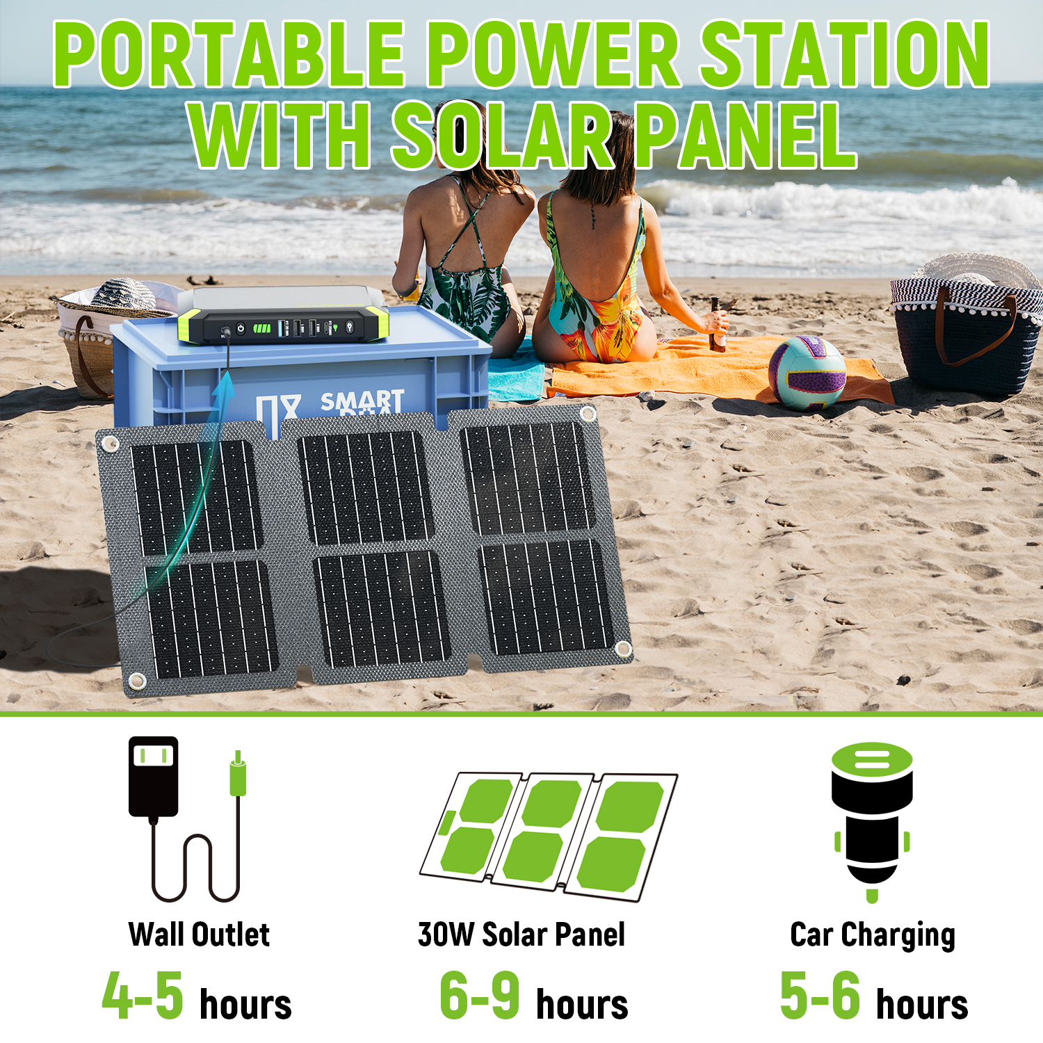 MARBERO Solar Generator with Panels Included 88.8Wh Solar Powered Generator with Solar Panels 30W Camping Portable Power Station 100W Peak AC for Outdoor Camping Hiking Fishing Backup Emergency