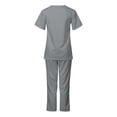 thumbnail image 5 of BiZtdJrK Scrub 2 Piece Outfits for Women Short Sleeve V Neck Scrubs Tops and Pants Sets Stretch Nursing Uniform with Pockets Birthday Gift Gray L, 5 of 8