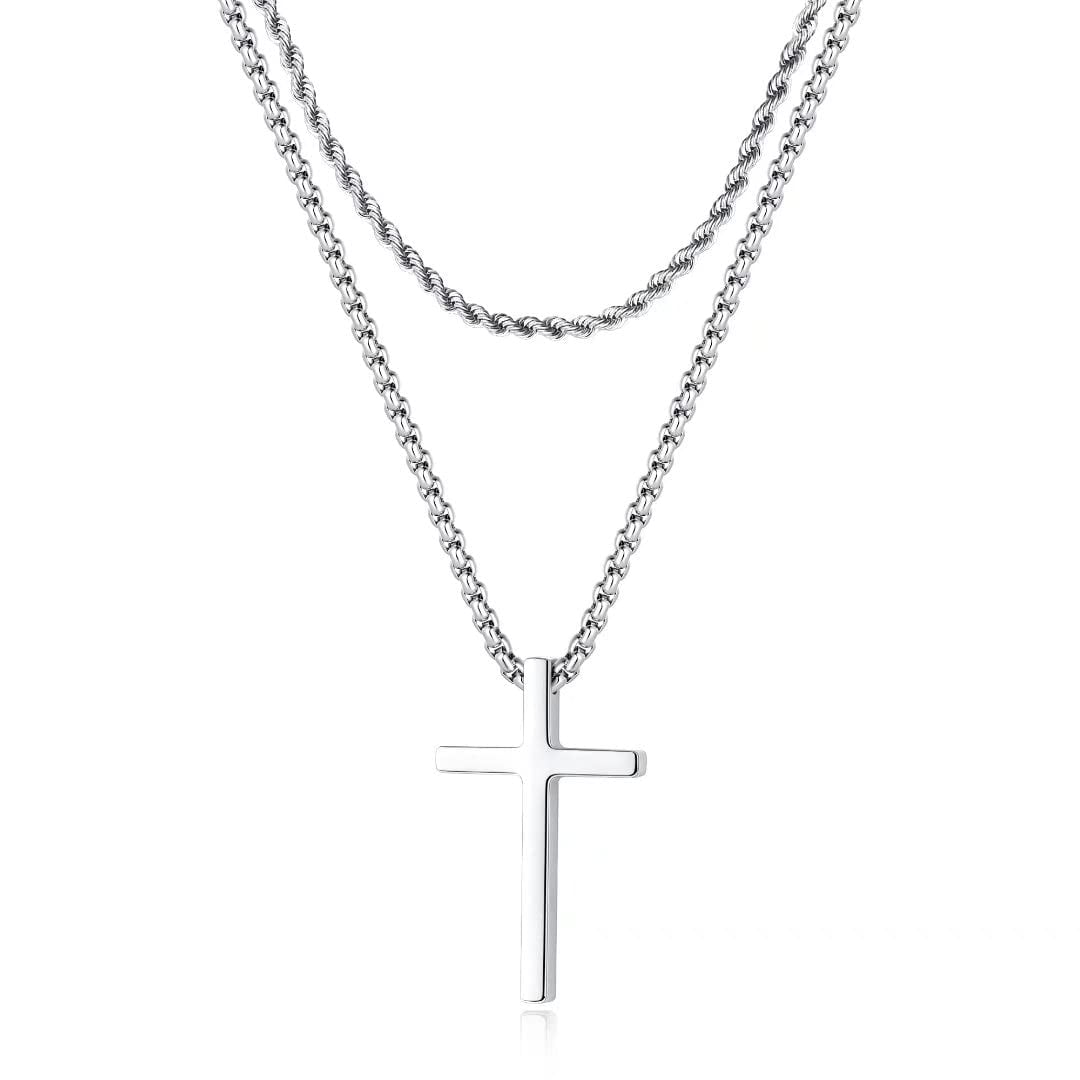 TINGN Layered Cross Necklace for Women Stainless Steel Gold Silver Black  Rose Gold Paperclip Chain Layering Cross Pendant Cross Necklace for Women 