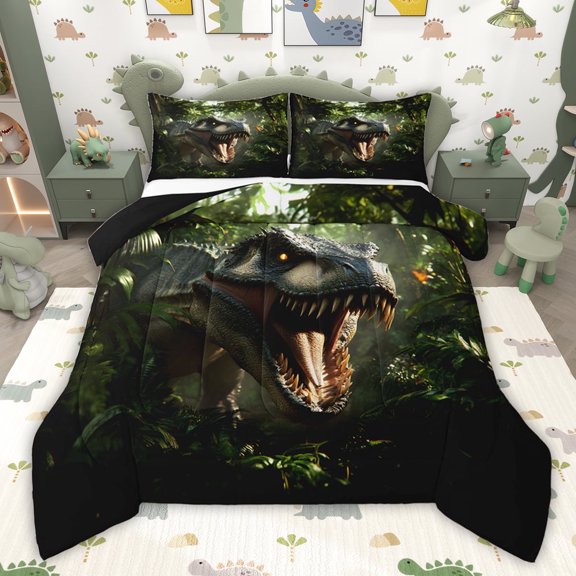 Castle Fairy Teens Jungle Animal Dino Twin Comforter Sets,Woodland Wildlife Bedding Set