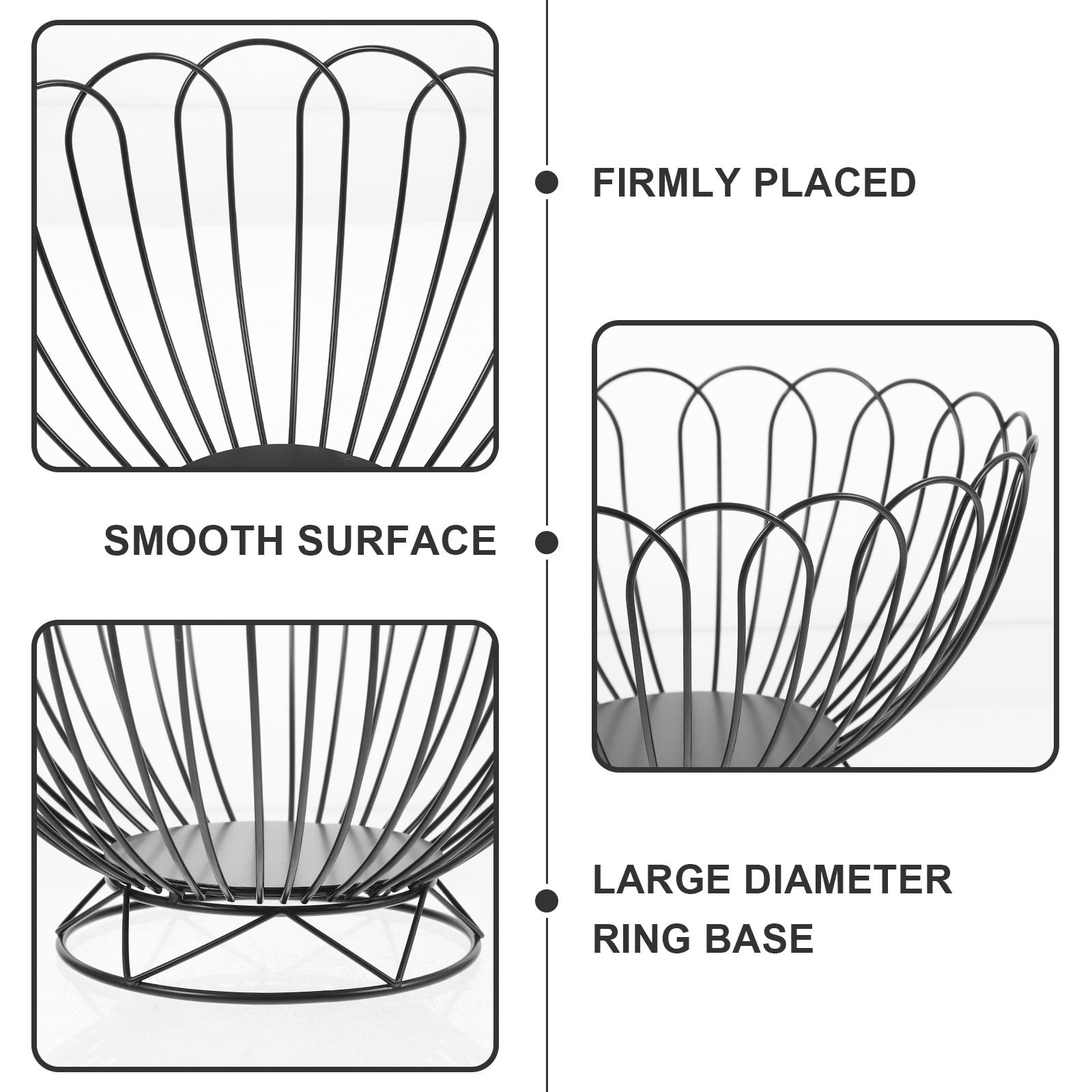 ELAYARD Black Metal Wire Fruit Basket, High Footed, Ideal for Home Use,
