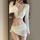 thumbnail image 3 of Trajes baño 4 piezas para mujer, tops triangulares, tanga, conjunto sexy con cubierta playa, 3 of 5