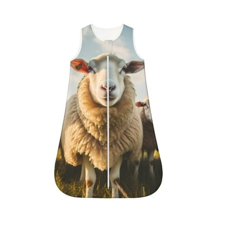 

Fotbe Cute Prairie Sheep Herd Pattern Sleep Sack - Baby Wearable Blanket with Zipper Extra Soft Cotton Sleeveless Sleeping Bag for Infants-Small