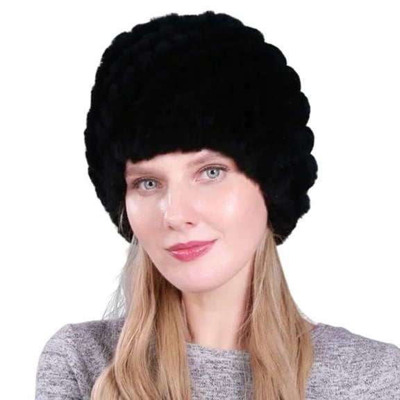 QASIEATN Womens Comfortable Skull Caps Women's Knitted Beanie Hat Furry Winter Hat Warm Soft Plush Hat for Women Winter Fall Fashion Accessories