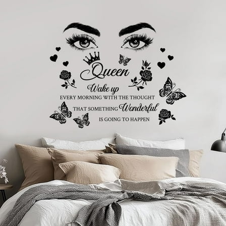Inspirational Quote Wall Stickers Queen Rose Wall Art Stickers Nursery Wall Stickers Beauty Butterfly Wall Decals DIY Vinyl Art for Bedroom Classroom s Room Playroom Wall Decoration