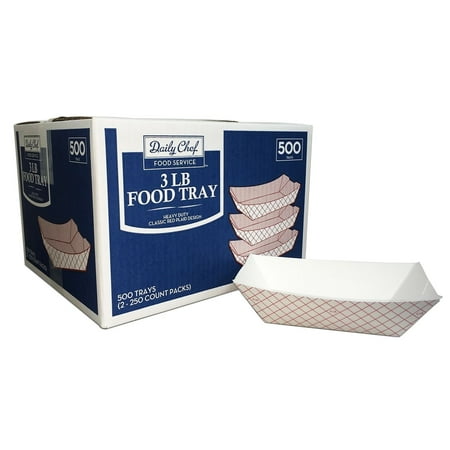 Red Plaid Paper Food Tray 3 lb. Capacity Food Tray (500 ct.), These red plaid food trays are great for a variety of foodservice uses and are economically priced By Daily Chef ()