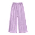 thumbnail image 5 of CPNG Girls Cotton Linen Pants Solid Color Elastic High Waist Wide Leg Pants Lightweight Comfortable Breathable Casual Pants, 5 of 6
