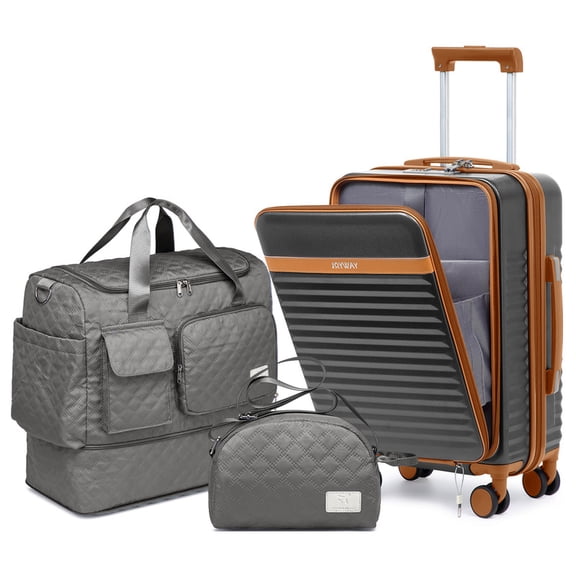 Joyway Housse à Ouverture Frontale 3 Pcs pour Bagage Cabine Crochets Latéraux Cadenas TSA Roues Pivotantes Fermetures Éclair YKK