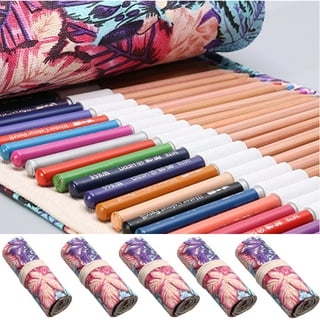 lasenersm 1 Piece 60 Slot Canvas Pencil Roll Up Case Pencil Wrap Case Roll Up Pouch Pen Wrap Organizer Roll Up Pencil Holder Charcoal Pencils Rolling