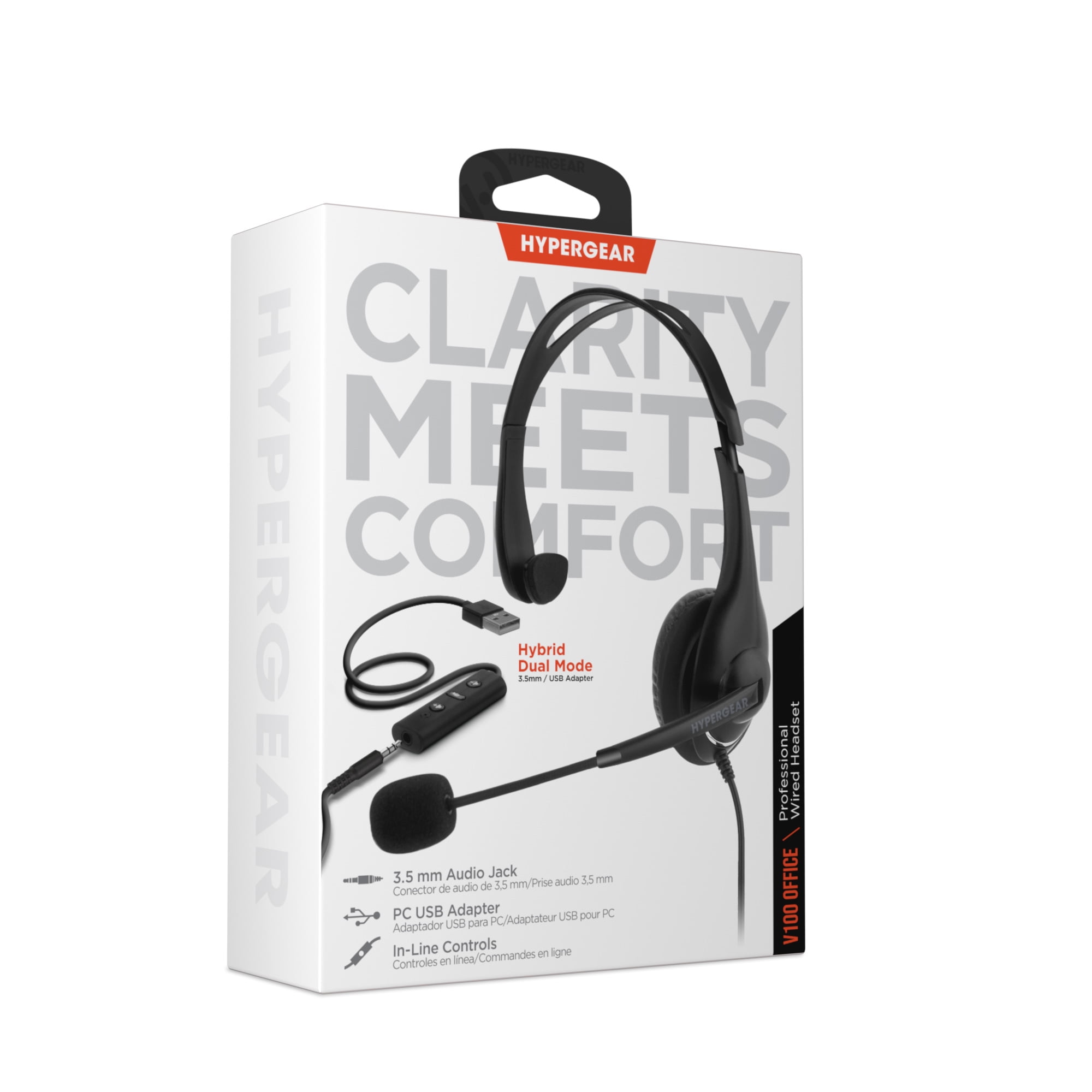 HyperGear V100 Office Professional Wired Headset, Black