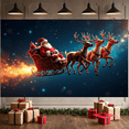 thumbnail image 6 of Santa Claus Christmas Banner Reindeer Reindeer Backdrop Sleigh Starry Sky Xmas Background for Christmas Party Holiday Decoration Family Gathering, 6 of 9
