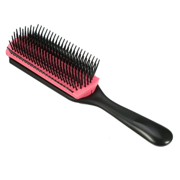 Unique Bargains Hair Brush 9 Row Styling Brush for Women Detangling Brush Travel Wet Hair Brush for Curly Hair Black Red