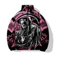 thumbnail image 3 of Chaqueta de invierno para hombre, chaqueta de algodón holgada de tendencia, ropa de algodón con estampado de esqueletos y personas sosteniendo una hoz, ropa de calle Harajuku, 3 of 4