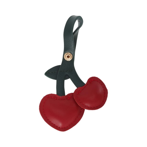 Encanto de bolso de mano de corazón y cereza de moda de Unique Bargains color vino rojo 1 pieza