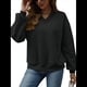thumbnail image 2 of Sudadera con Capucha para Mujer, de Gran Tamaño, con Cuello en V, Informal, Cómoda, Básica, Moda de Otoño 2025. Negro M, 2 of 10