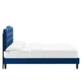 thumbnail image 4 of Platform Bed Frame, Tufted, Rivet Nailhead, King Size, Blue Navy, Velvet, Bedroom, Modern Contemporary Boutique HB35343, 4 of 15
